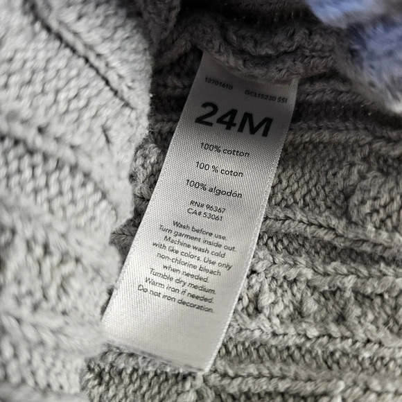 Baby B'Gosh Gray Bear Hooded Knit Cotton Button Up Sweater Size Boy's 24 Months - Picture 8 of 8